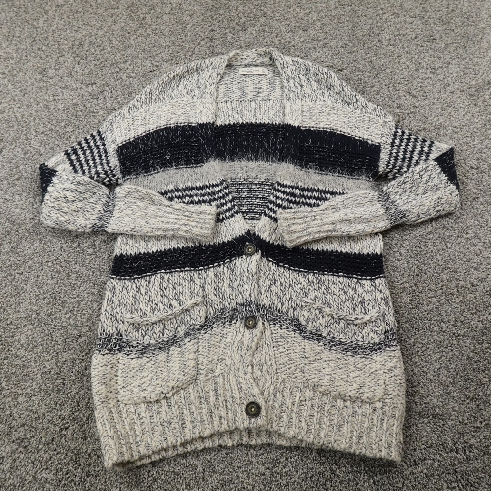 Abercrombie Fitch Cardigan Womens XS Gray Black Flecked Ragg Knit Button Sweater
